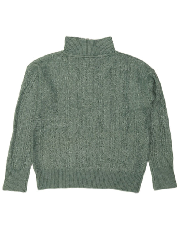 Fat Face ženski pulover s velikim izrezom i patentnim zatvaračem UK 12 Srednje zeleni najlon