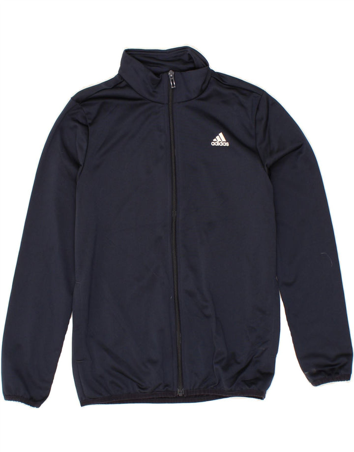 ADIDAS Boys Graphic Tracksuit Top Jacket 11-12 Years Navy Blue Polyester Vintage Adidas and Second-Hand Adidas from Messina Hembry 
