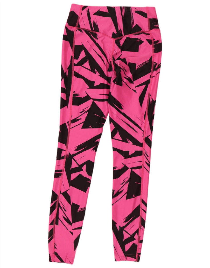 NIKE Ženske Dri Fit Leggings UK 10 Mali ružičasti geometrijski poliester