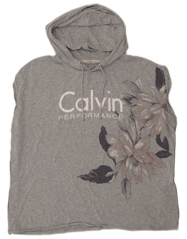 Calvin Klein ženski rastezljivi grafički prsluk s kapuljačom UK 20 2XL siva cvjetna