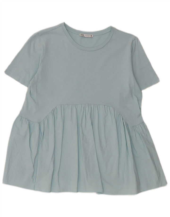 Zara ženski gornji dio bluze UK 12 Srednje plavi pamuk