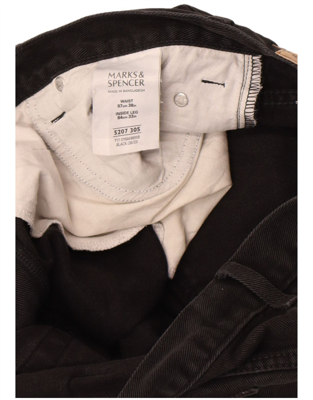 Marks & Spencer muške ravne traperice W38 L33 crni pamuk