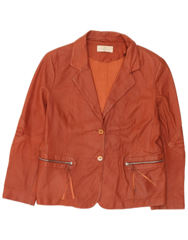 ELEGANCE PARIS Ženska jakna sa 2 gumba UK 20 2XL smeđa koža