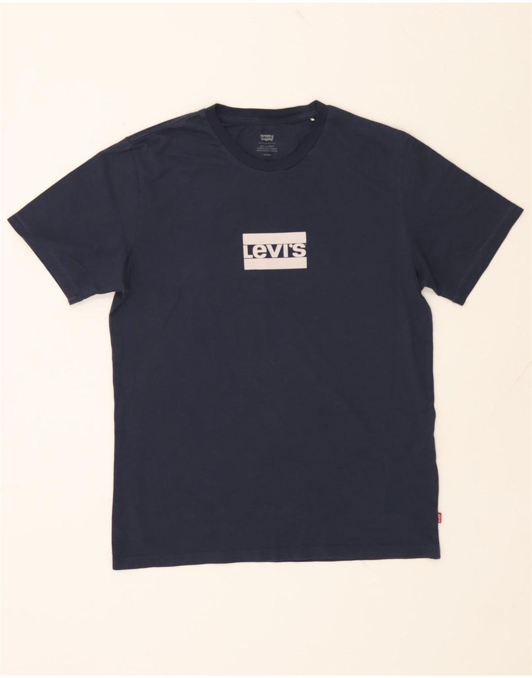 LEVI'S Mens Graphic T-Shirt Top Small Navy Blue Cotton Vintage Levi's and Second-Hand Levi's from Messina Hembry 