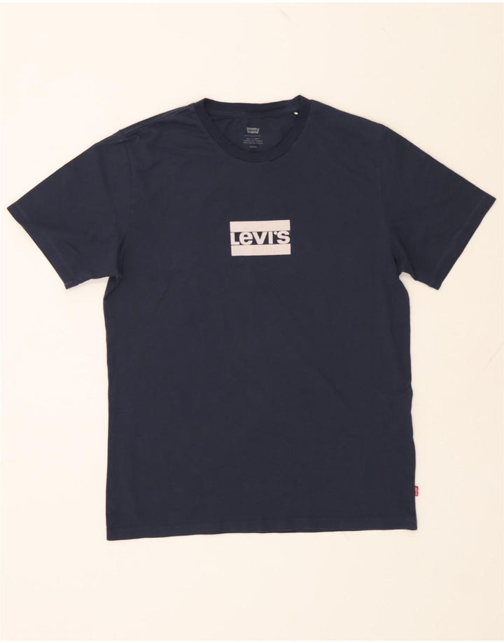 LEVI'S Mens Graphic T-Shirt Top Small Navy Blue Cotton Vintage Levi's and Second-Hand Levi's from Messina Hembry 