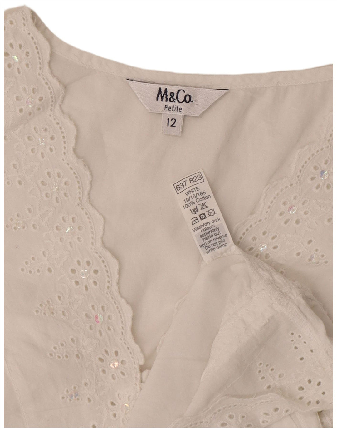 Max & Co. Majica ženske bluze Petite UK 12 Srednje bijeli cvjetni pamuk