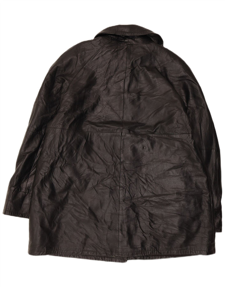 VINTAGE ženski preveliki kožni kaput IT 50 XL crna koža