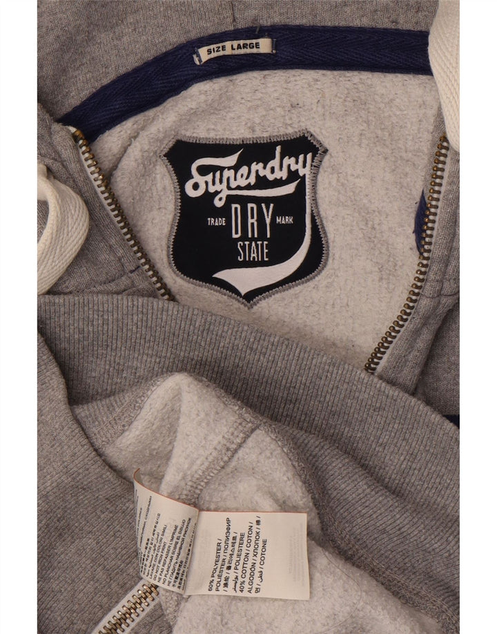 SUPERDRY muški pulover s kapuljačom s patentnim zatvaračem, veliki sivi poliester