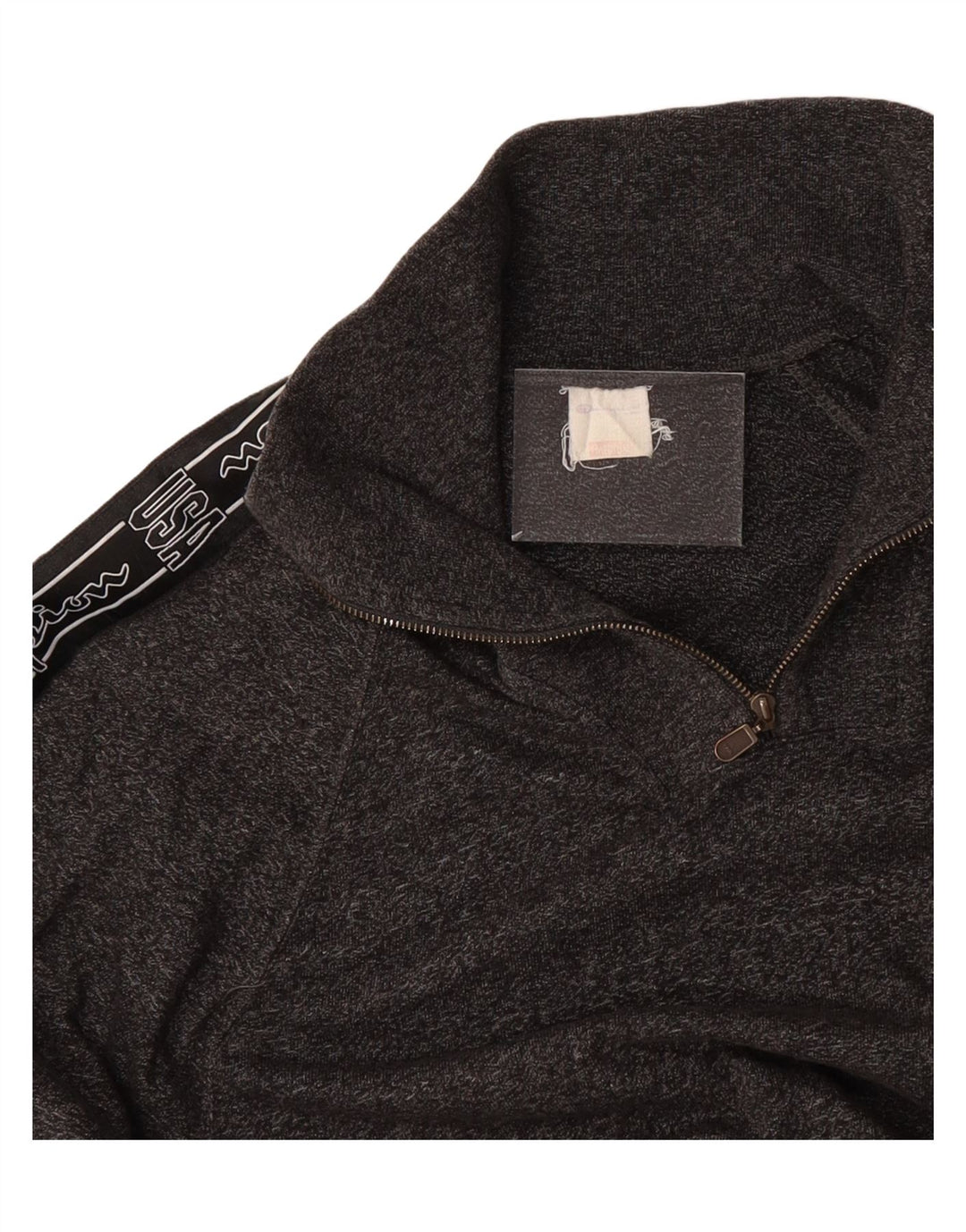 CHAMPION Mens Graphic Zip Neck Sweatshirt Jumper Medium Grey Colourblock
