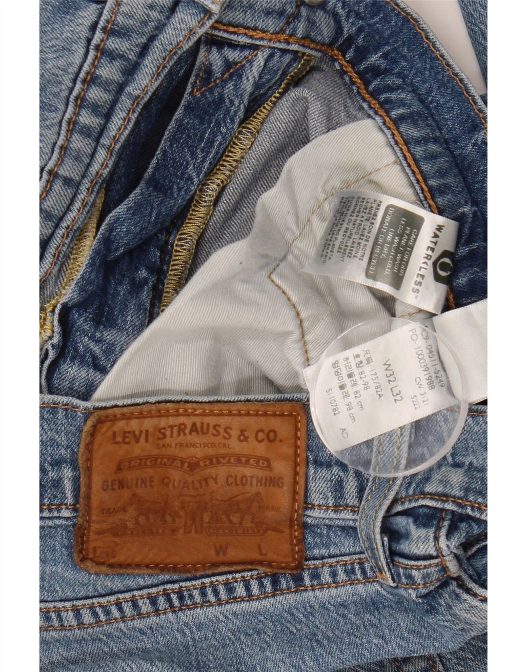 LEVI'S Muške uske traperice W32 L32 Plavi pamuk