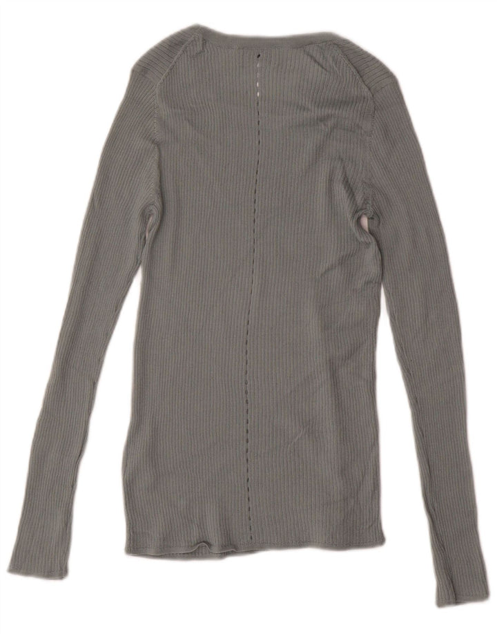 JIGSAW Ženski džemper s morskim izrezom UK 12 Srednje siva vuna