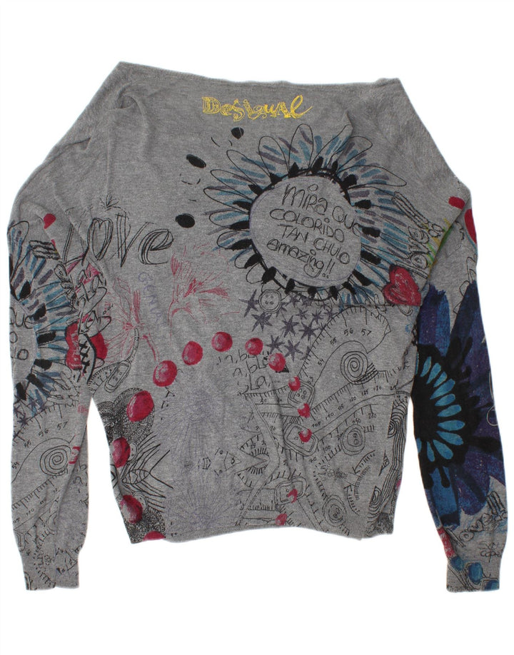 DESIGUAL Ženski kardigan džemper s grafičkim motivima UK 16 Large Grey