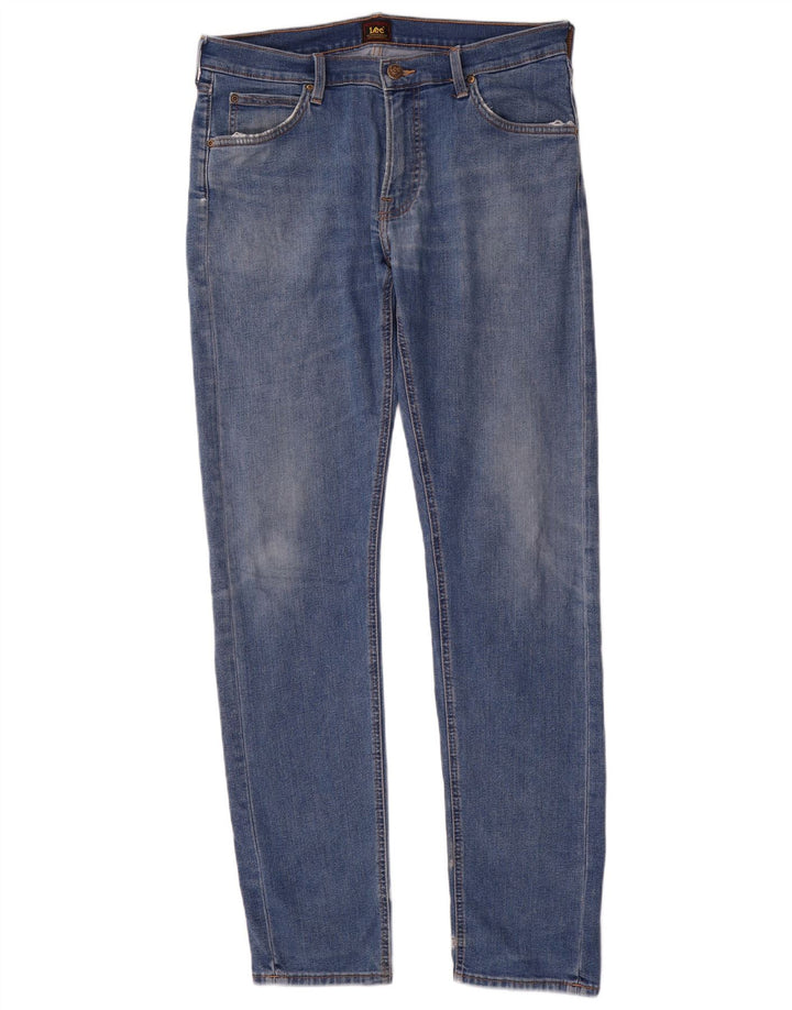 Lee Mens Regular Straight Jeans W32 L34 Plavi pamuk