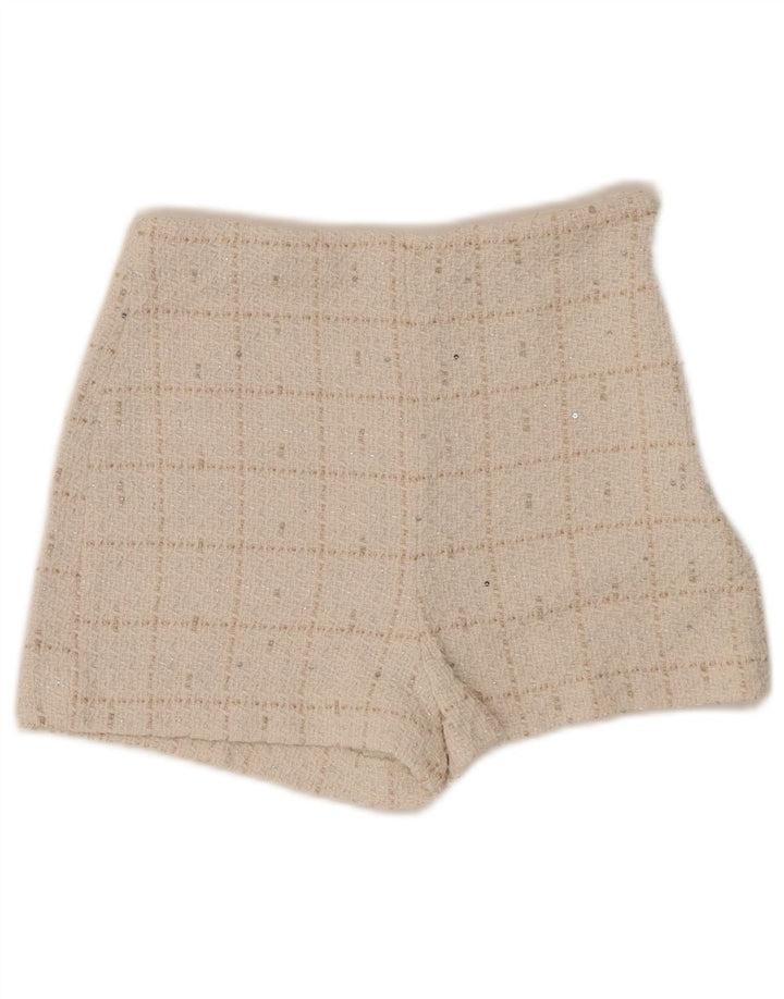 ZARA ženske ležerne kratke hlače visokog struka XS W24 sivobijele karirane