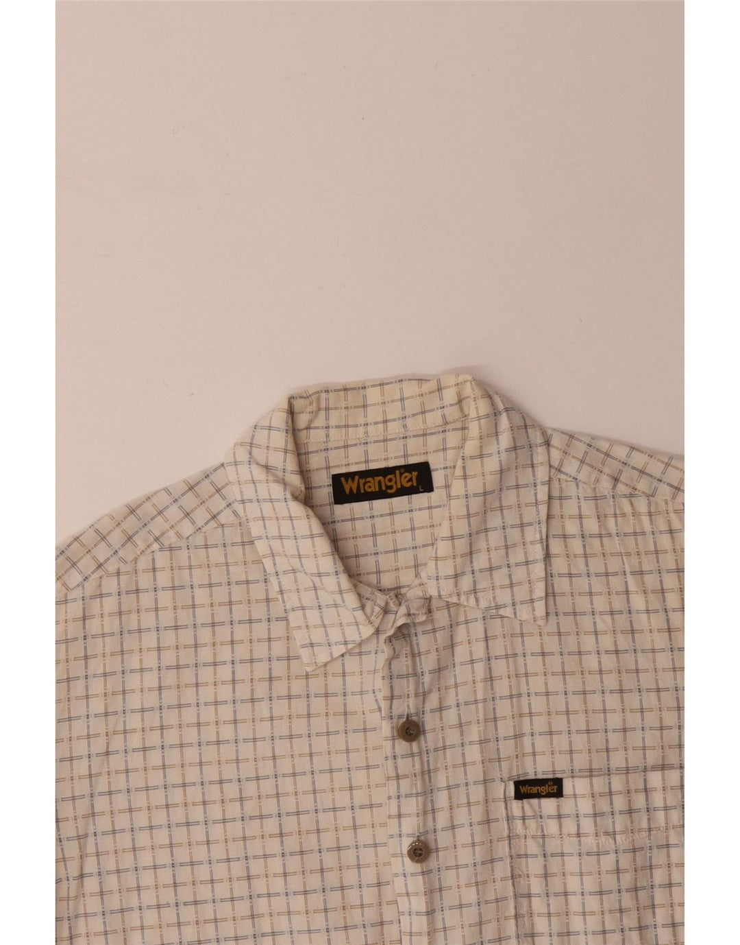 WRANGLER Velika muška košulja kratkih rukava, bež karirani pamuk