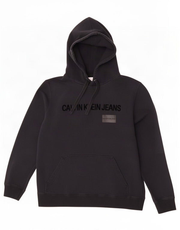 Calvin Klein Jeans ženski džemper s kapuljačom s grafičkim motivima 2XL crni pamuk