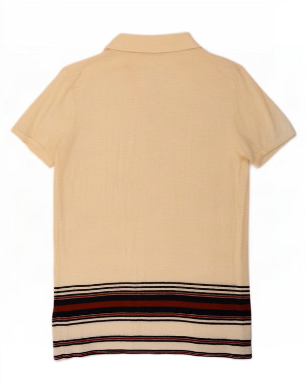 Zara Mens Short Sleeve Shirt Large Beige Striped Cotton