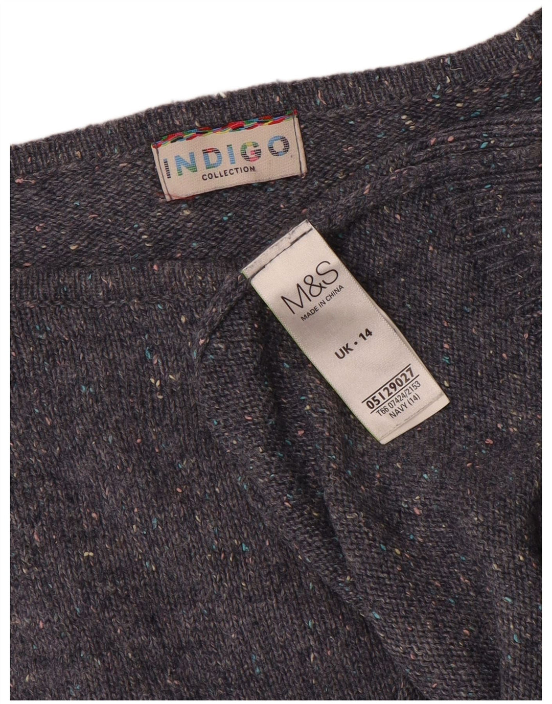 Marks & Spencer ženski džemper s veznim izrezom UK 14 Veliki tamnoplavi
