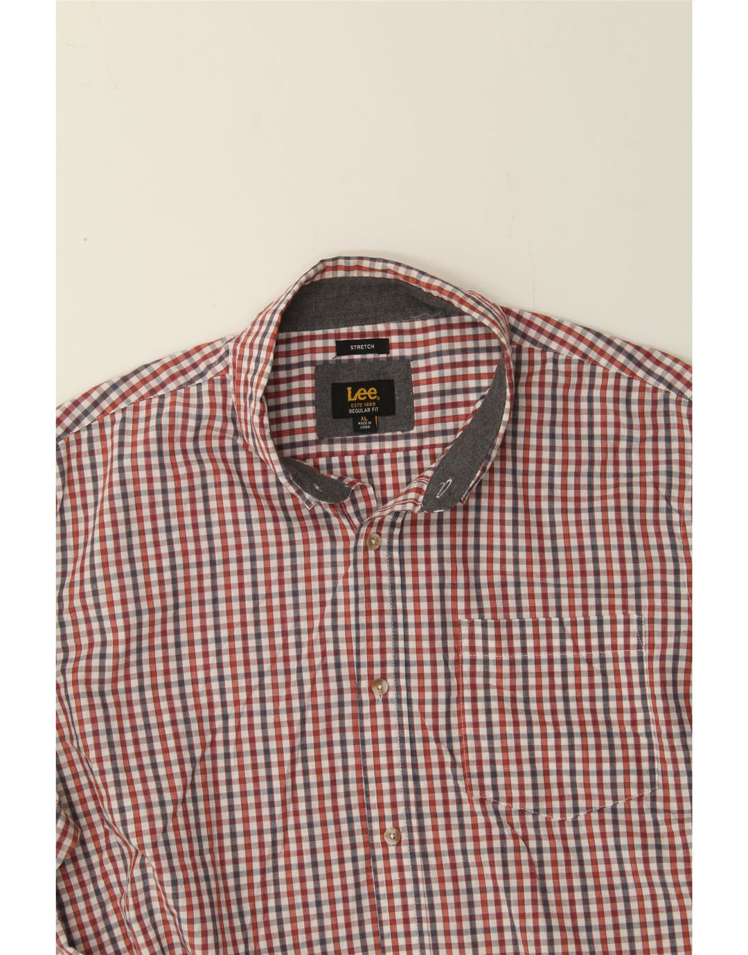 LEE Mens Stretch Regular Fit Shirt XL Red Check Cotton Vintage Lee and Second-Hand Lee from Messina Hembry 