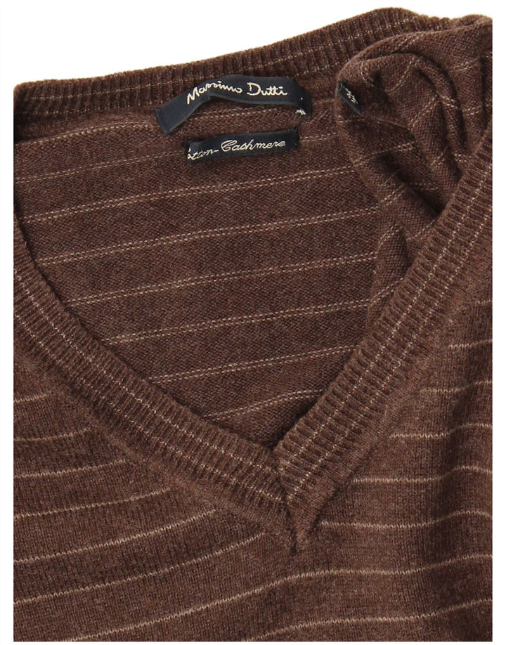 Massimo Dutti muški džemper s V-izrezom XL na smeđe pruge