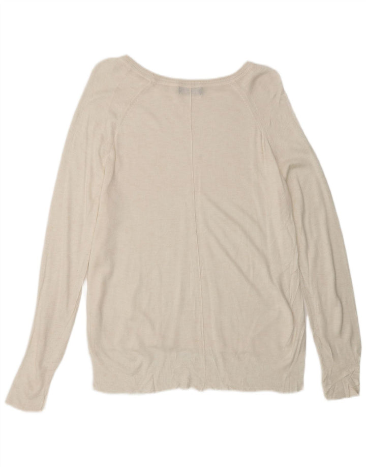 ZARA ženski džemper s veznim izrezom UK 14 Srednje bijeli