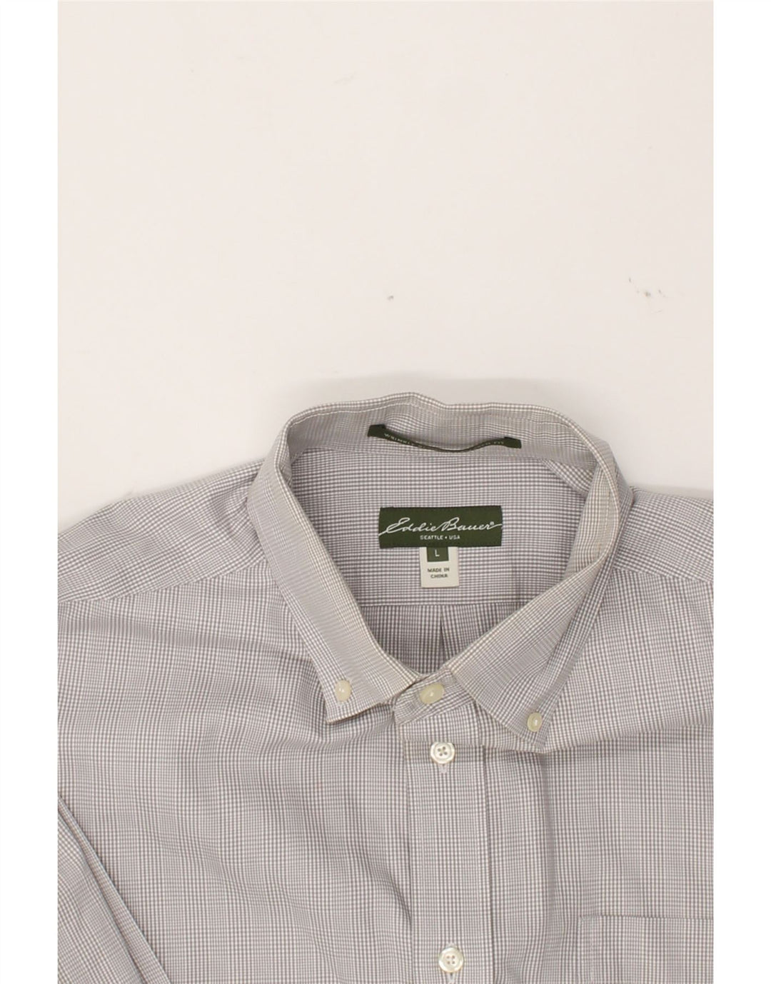 EDDIE BAUER Mens Shirt Large Grey Check Cotton Vintage Eddie Bauer and Second-Hand Eddie Bauer from Messina Hembry 