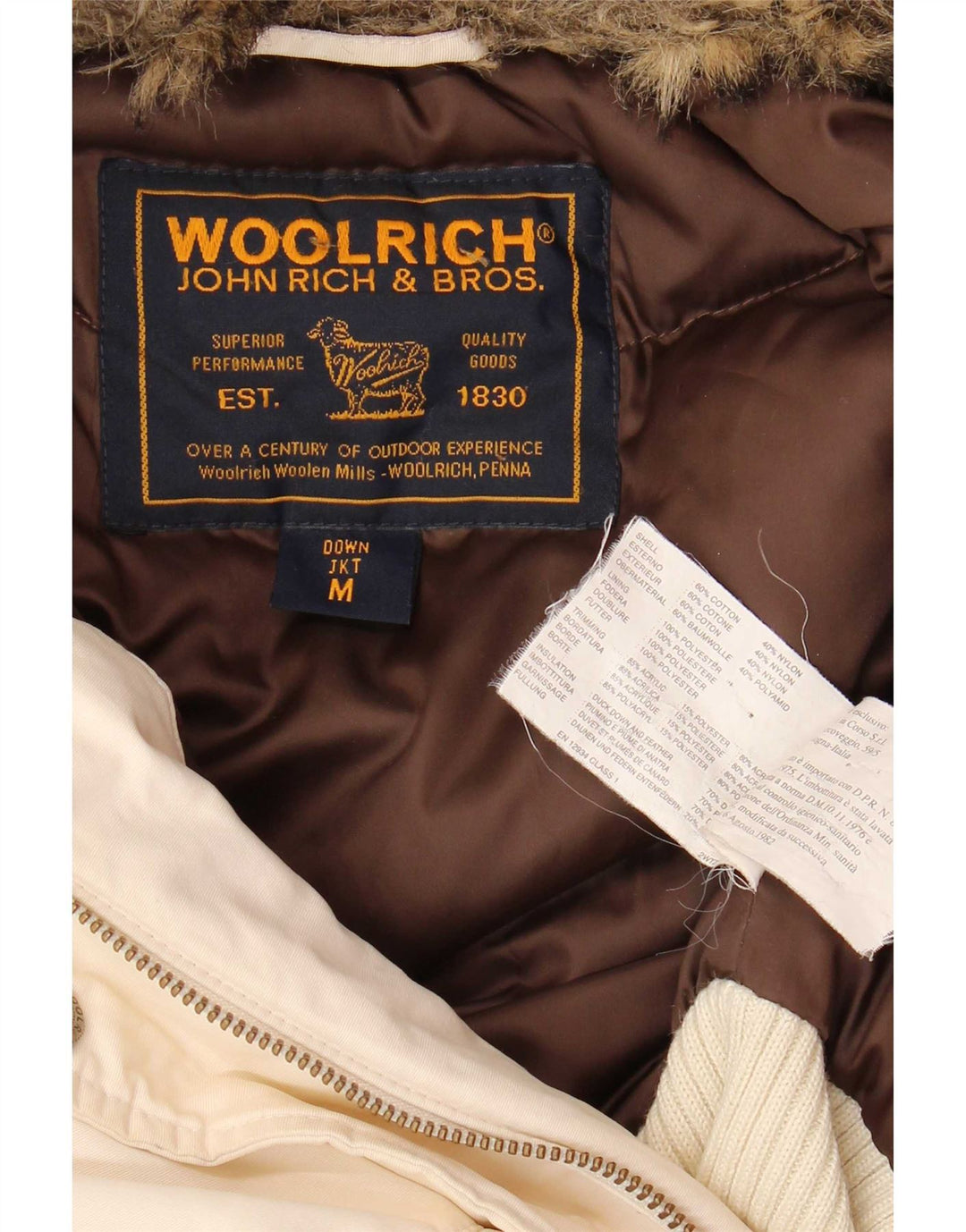 Woolrich ženska podstavljena jakna s kapuljačom UK 14 Srednje bijeli pamuk