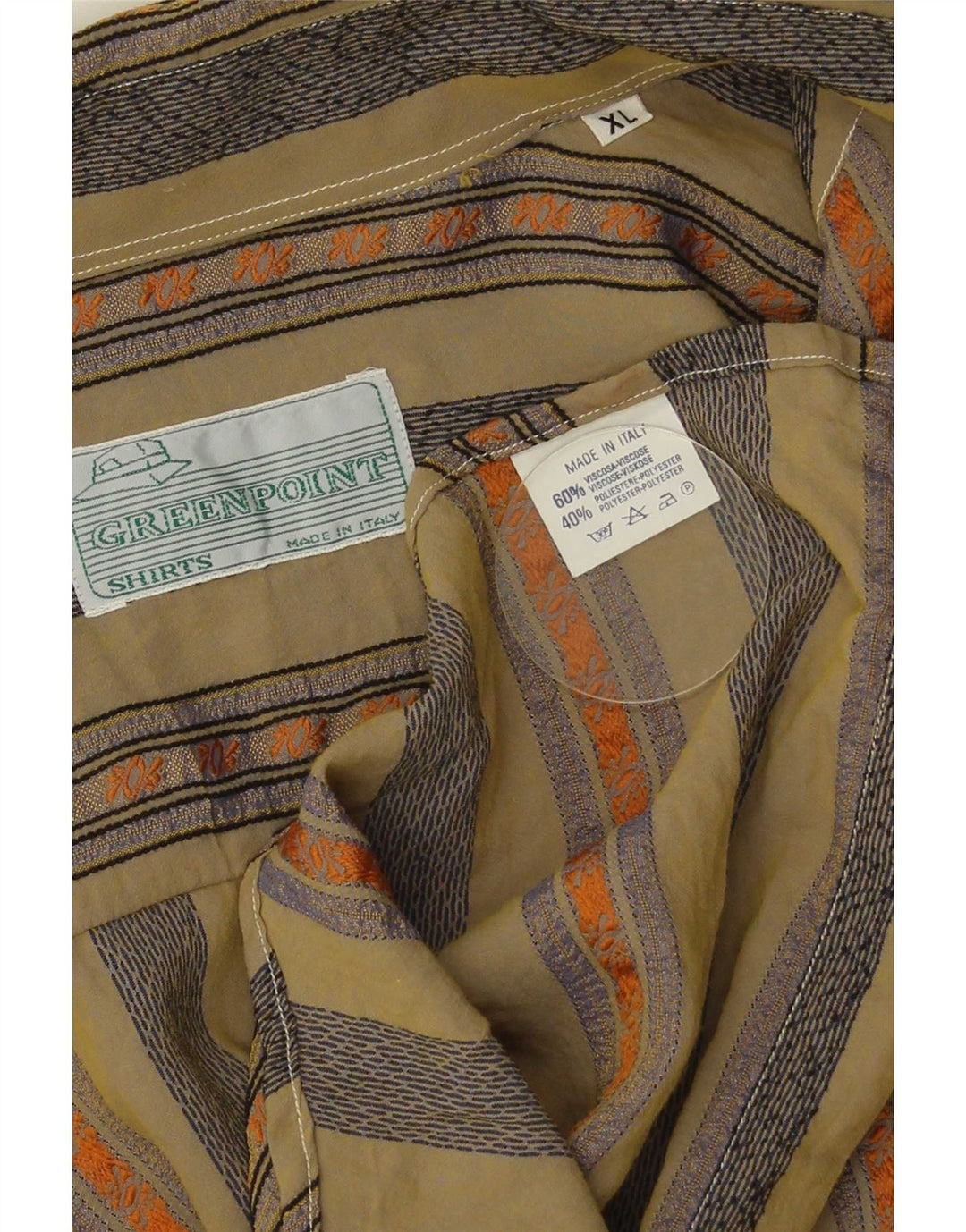Vintage muška košulja XL kaki prugasta viskoza