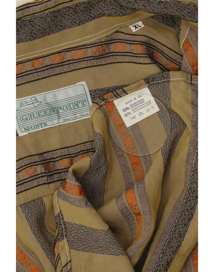 Vintage muška košulja XL kaki prugasta viskoza