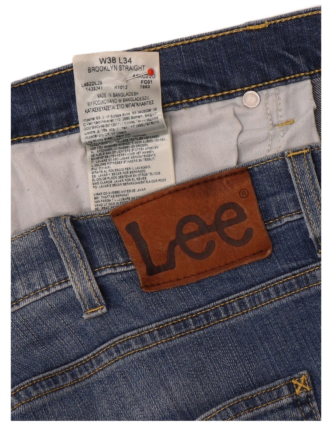 Lee Mens Brooklyn Straight Jeans W38 L29 Plavi pamuk