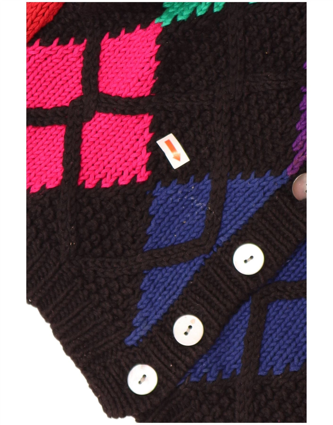 HOBBS ženski kratki kardigan pulover UK 8 Mali crni Argyle/Diamond pamuk