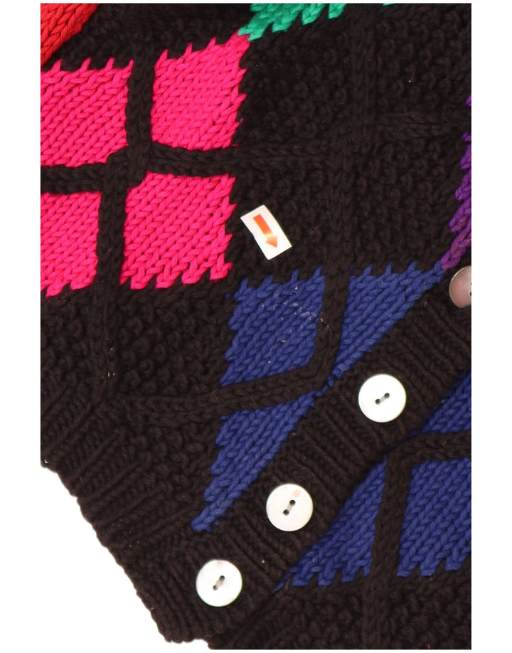 HOBBS ženski kratki kardigan pulover UK 8 Mali crni Argyle/Diamond pamuk