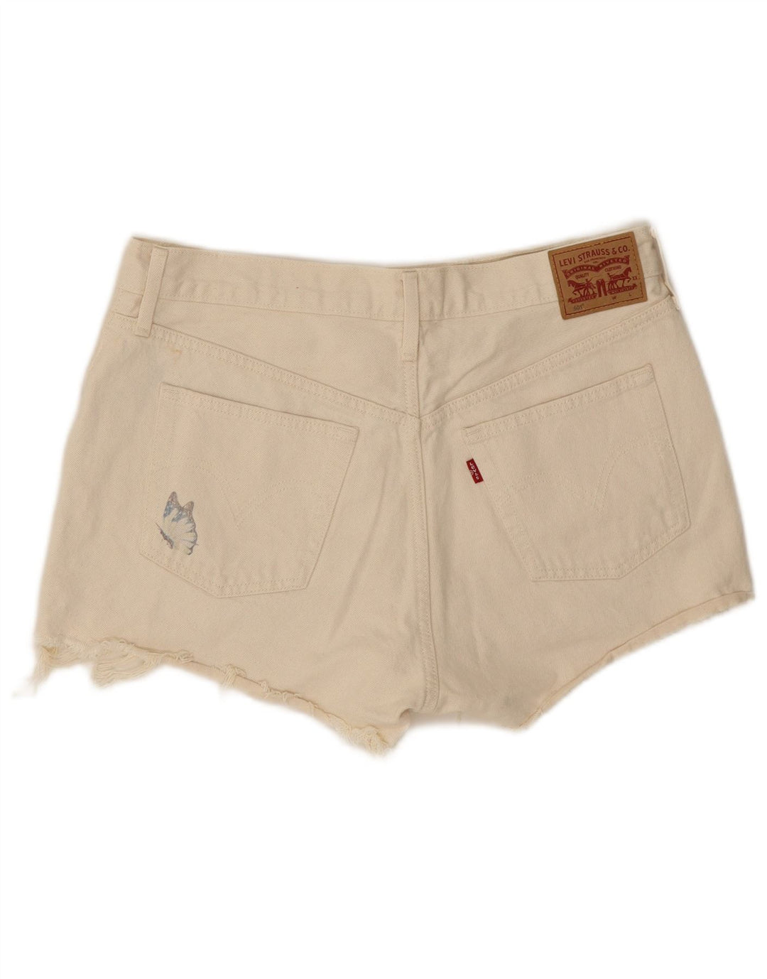 Levi's ženske kratke traper hlače visokog struka 501 W31 Medium Off White Butterfly