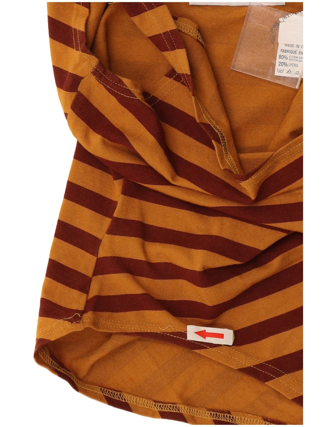 VINTAGE ženski bodi bez rukava UK 12 Pamuk na srednje smeđe pruge