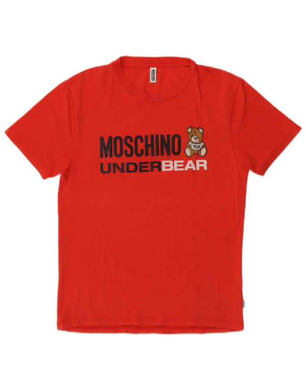 MOSCHINO Mens Graphic T-Shirt Top Small Red Cotton