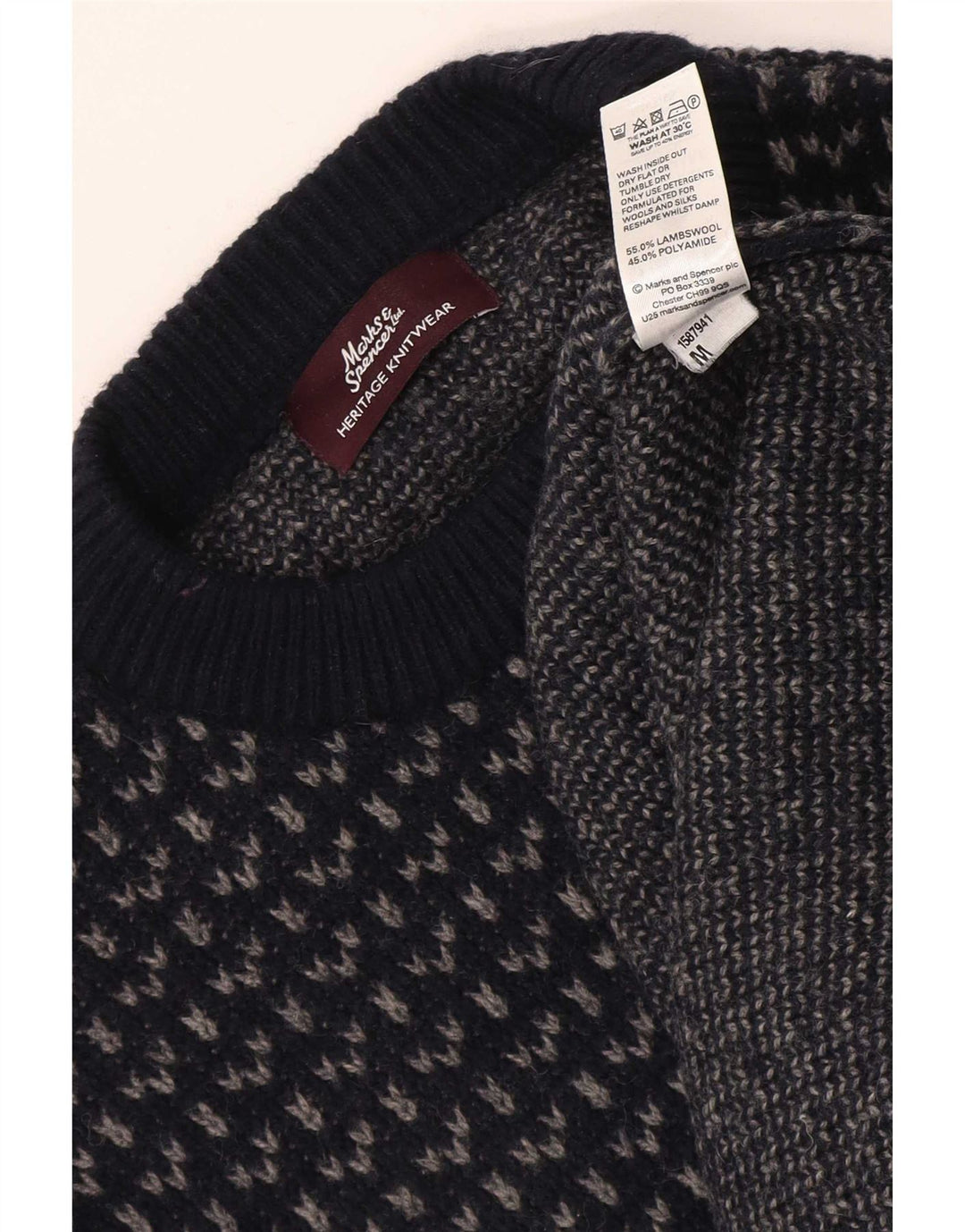 Marks & Spencer Heritage džemper s okruglim izrezom srednje tamnoplave boje