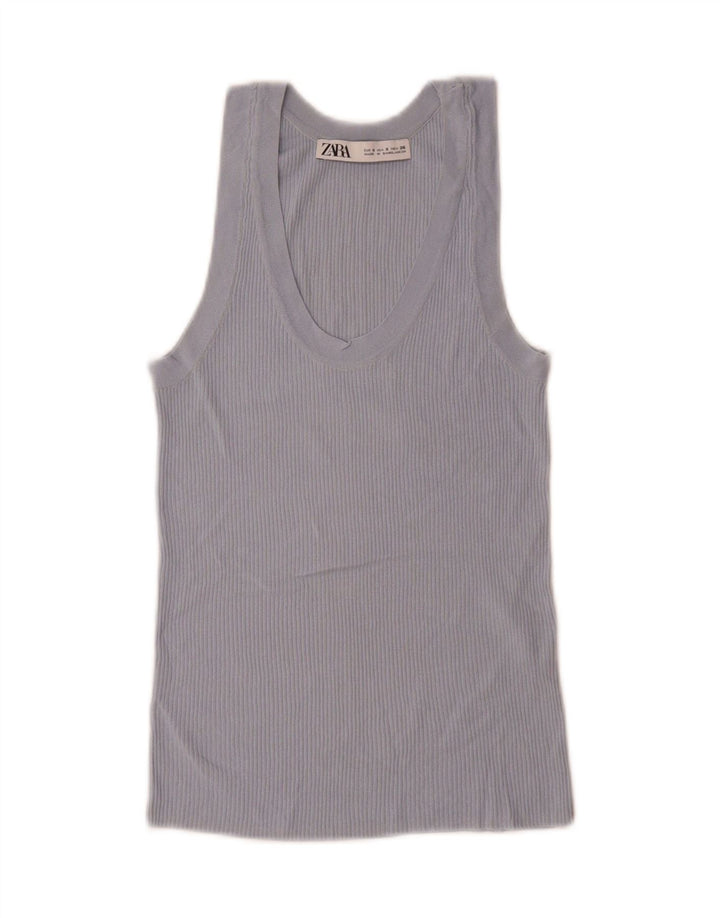Zara ženski prsluk UK 10 Small Blue Viskoza