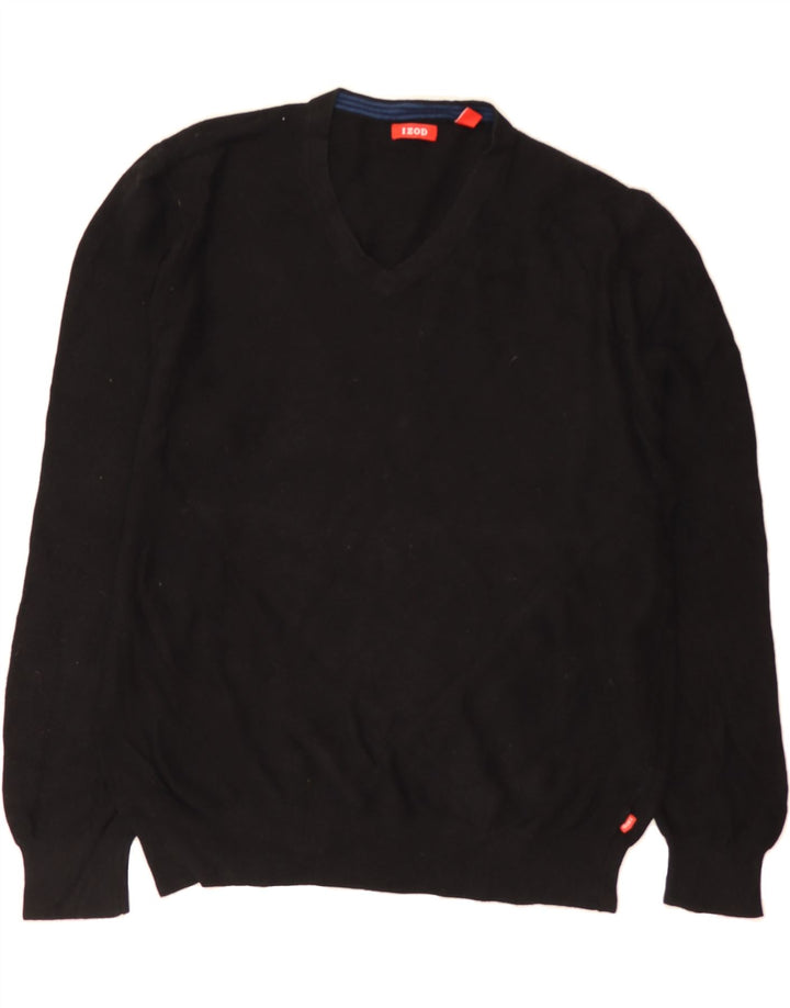 IZOD Mens V-Neck Jumper Sweater Large Black Cotton Vintage Izod and Second-Hand Izod from Messina Hembry 
