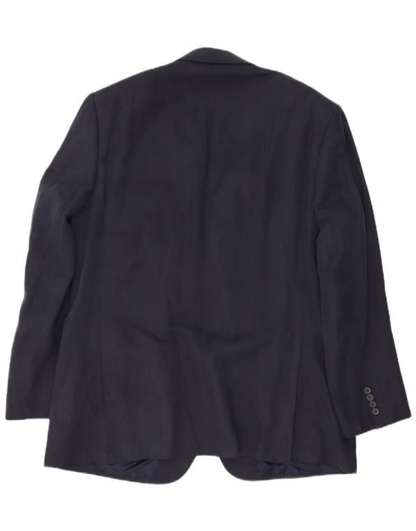Marks & Spencer Mens 2 Button Blazer Jacket UK 46 XL Navy Blue Silk