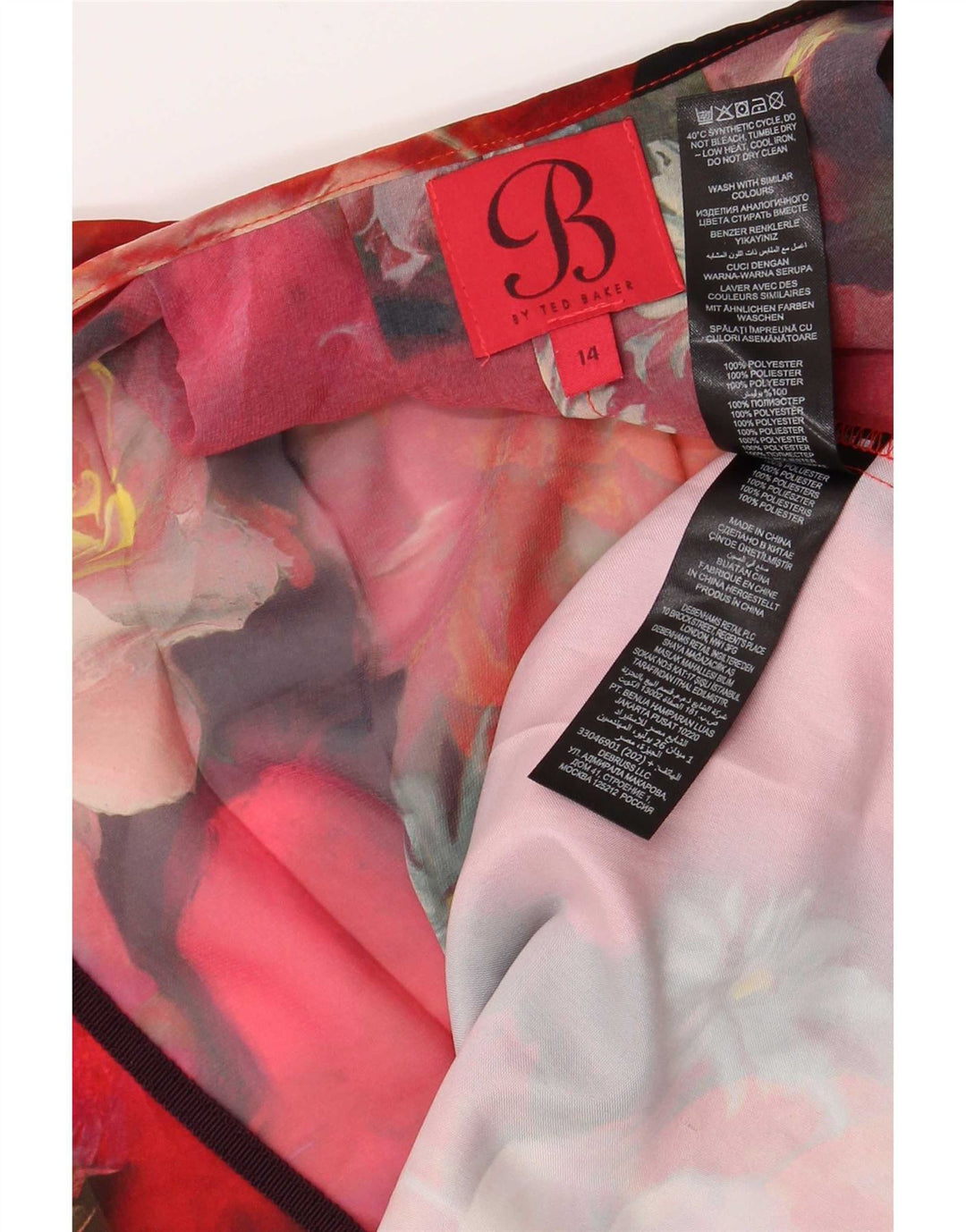 Top ženske bluze Ted Baker UK 14 Veliki crveni cvjetni poliester