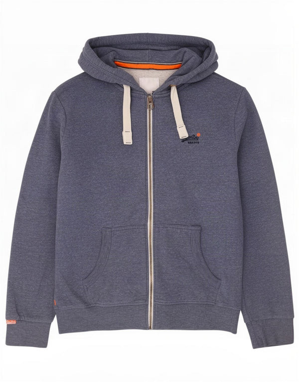 Superdry muški pulover s kapuljačom na patentni zatvarač 3XL plavi pamuk