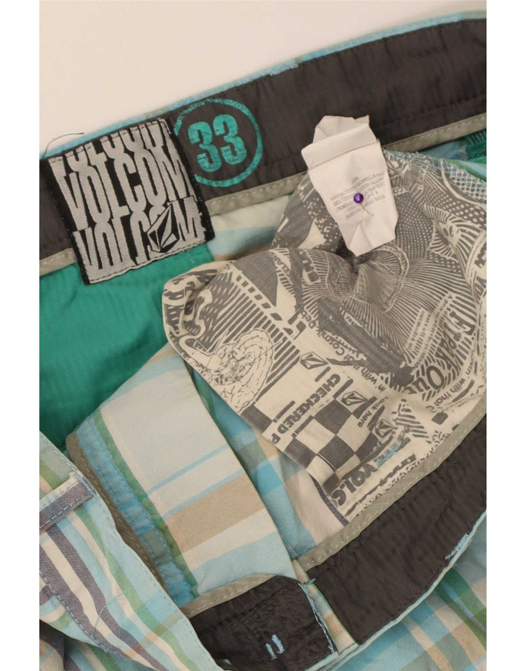 Volcom muške chino kratke hlače W33 srednje šareni karirani pamuk