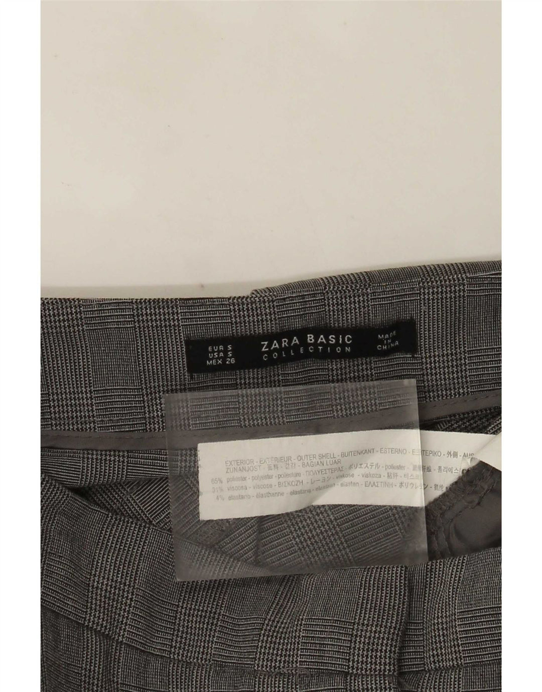 Zara ženske uske hlače odijela male W26 L27 sivi karirani poliester
