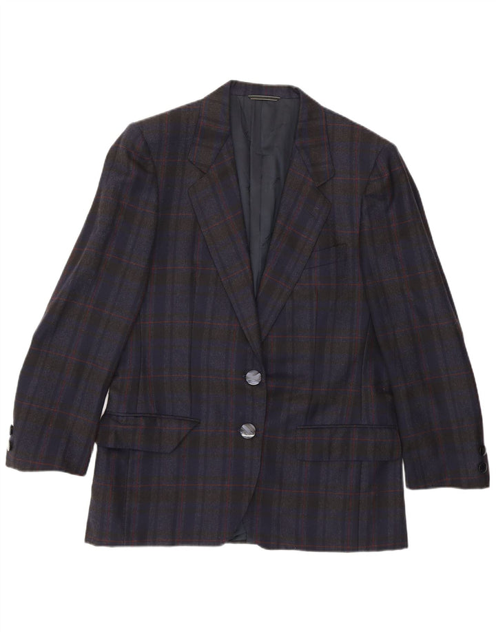 Aquascutum ženski sako s 2 gumba UK 14 Srednje tamnoplavi karirani