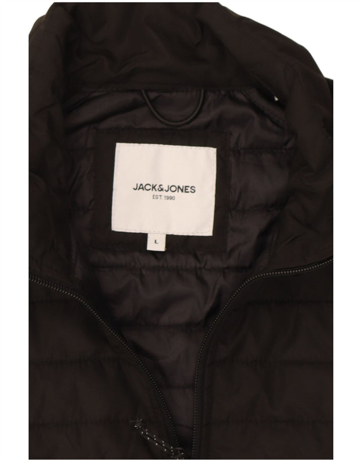 Jack & Jones muška podstavljena jakna UK 40 veliki crni poliester u boji