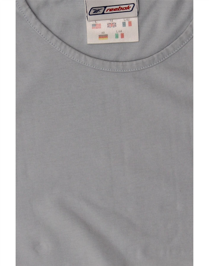 REEBOK Womens T-Shirt Top UK 14 Medium Blue Cotton Vintage Reebok and Second-Hand Reebok from Messina Hembry 
