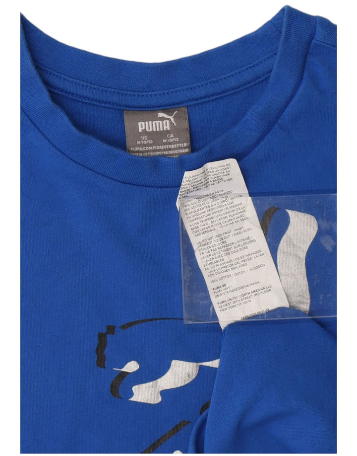 PUMA Boys Graphic T-Shirt Top 10-11 Years Medium Blue Pamuk