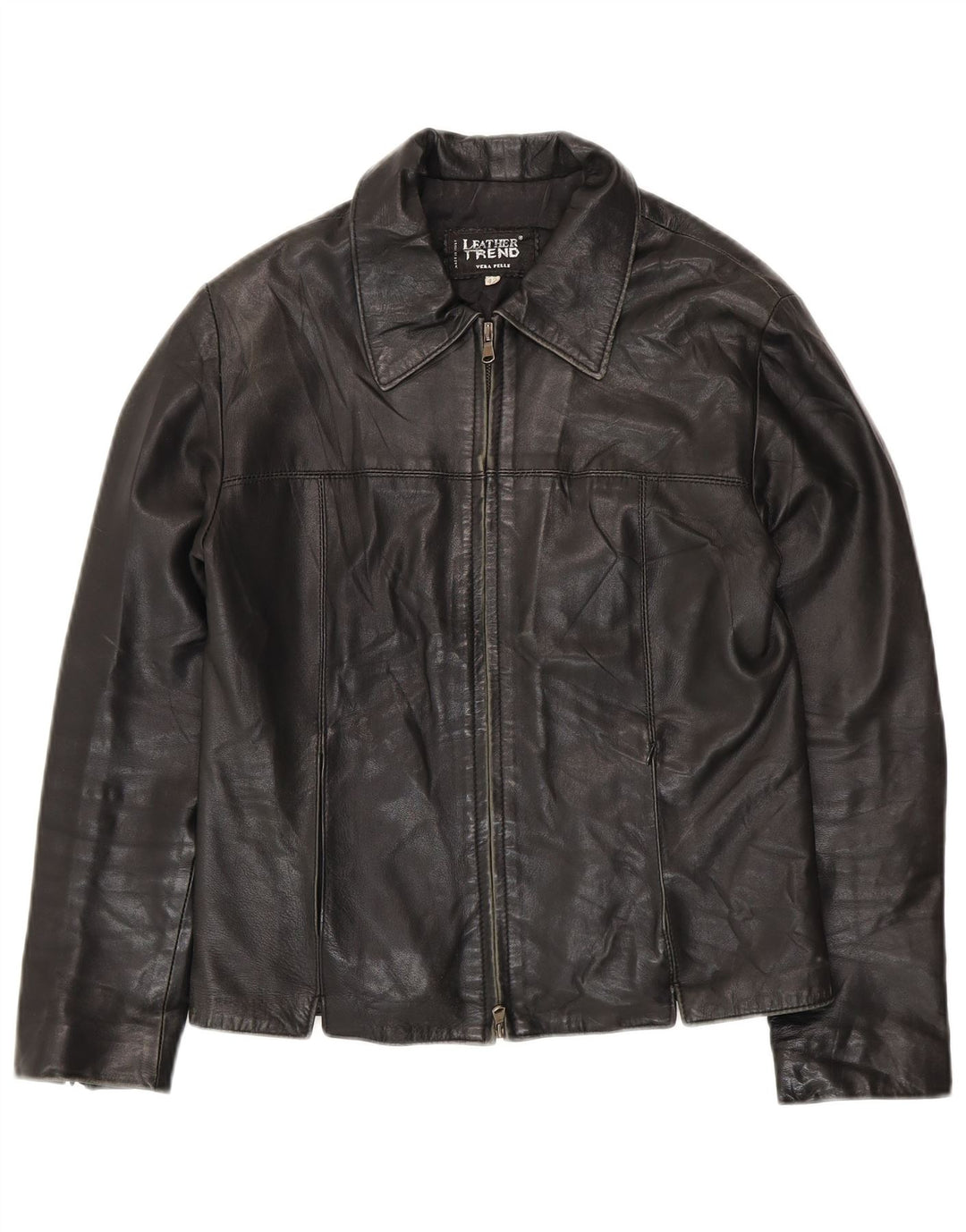 VINTAGE ženska kožna jakna IT 42 srednje crna koža