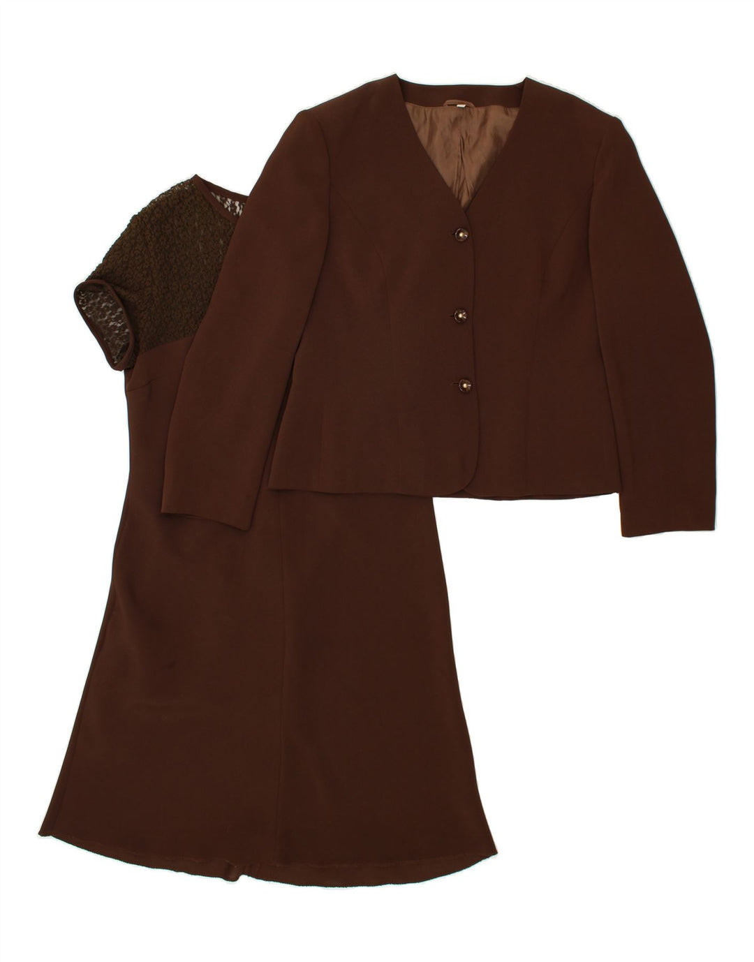 VINTAGE Womens 3 Button 2 Piece Set IT 48 XL Brown Polyester Vintage Vintage and Second-Hand Vintage from Messina Hembry 