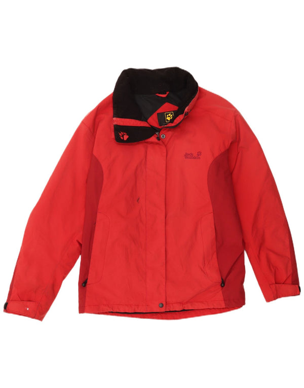 Jack Wolfskin Womens Rain Jacket UK 14 Large Red Polyamide